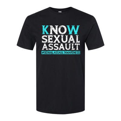 Know Sexual Assault Awareness Stop The Violence Teal Ribbon Softstyle CVC T-Shirt