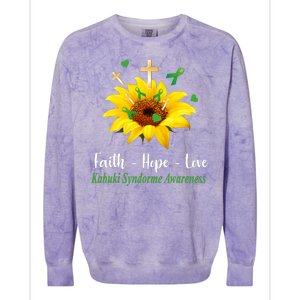 Kabuki Syndrome Awareness Faith Hope Love Sunflower Colorblast Crewneck Sweatshirt