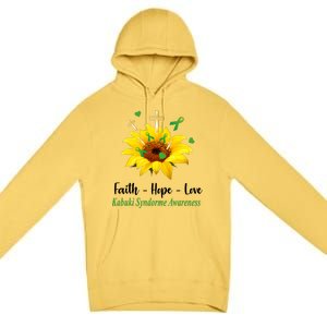 Kabuki Syndrome Awareness Faith Hope Love Sunflower Premium Pullover Hoodie