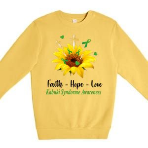 Kabuki Syndrome Awareness Faith Hope Love Sunflower Premium Crewneck Sweatshirt