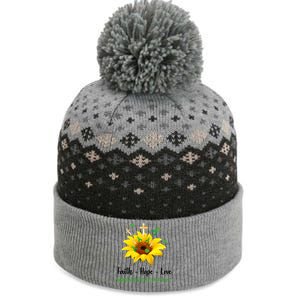 Kabuki Syndrome Awareness Faith Hope Love Sunflower The Baniff Cuffed Pom Beanie