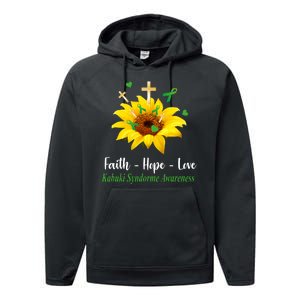 Kabuki Syndrome Awareness Faith Hope Love Sunflower Performance Fleece Hoodie