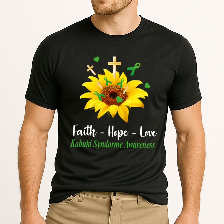 Kabuki Syndrome Awareness Faith Hope Love Sunflower Cooling Performance Crew T-Shirt