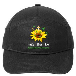 Kabuki Syndrome Awareness Faith Hope Love Sunflower 7-Panel Snapback Hat