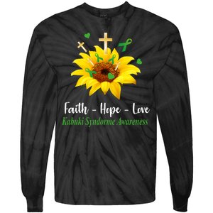 Kabuki Syndrome Awareness Faith Hope Love Sunflower Tie-Dye Long Sleeve Shirt