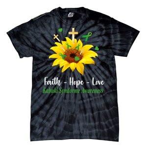 Kabuki Syndrome Awareness Faith Hope Love Sunflower Tie-Dye T-Shirt