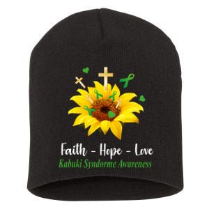 Kabuki Syndrome Awareness Faith Hope Love Sunflower Short Acrylic Beanie