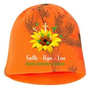 Kabuki Syndrome Awareness Faith Hope Love Sunflower Kati - Camo Knit Beanie