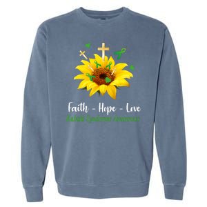 Kabuki Syndrome Awareness Faith Hope Love Sunflower Garment-Dyed Sweatshirt