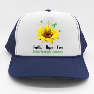 Kabuki Syndrome Awareness Faith Hope Love Sunflower Trucker Hat