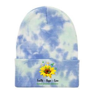 Kabuki Syndrome Awareness Faith Hope Love Sunflower Tie Dye 12in Knit Beanie