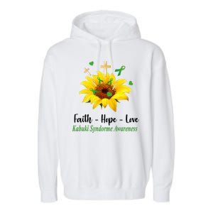 Kabuki Syndrome Awareness Faith Hope Love Sunflower Garment-Dyed Fleece Hoodie