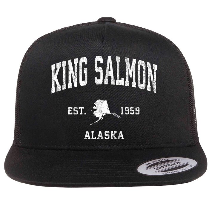 King Salmon Alaska Ak Vintage Athletic Flatbill Hat