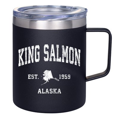 King Salmon Alaska Ak Vintage Athletic 12oz Stainless Steel Coffee Mug