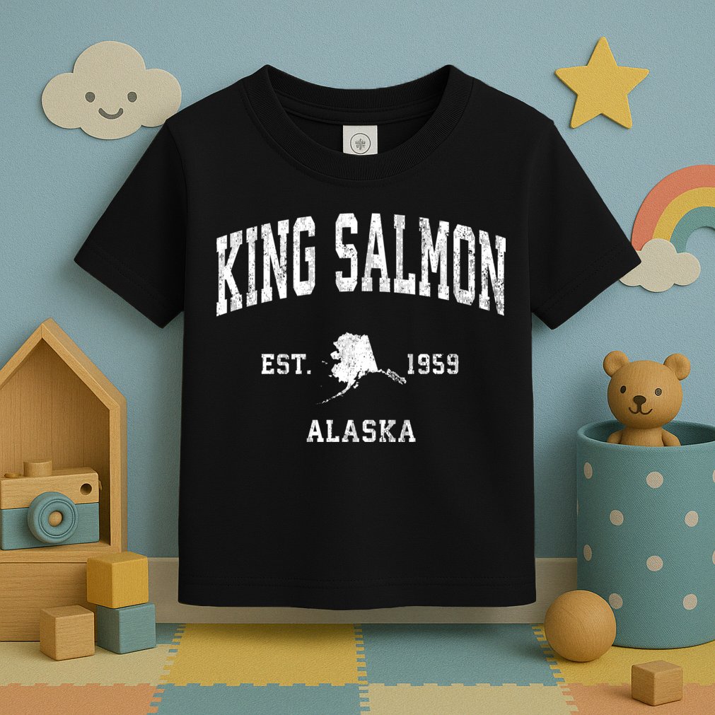 King Salmon Alaska Ak Vintage Athletic Toddler T-Shirt