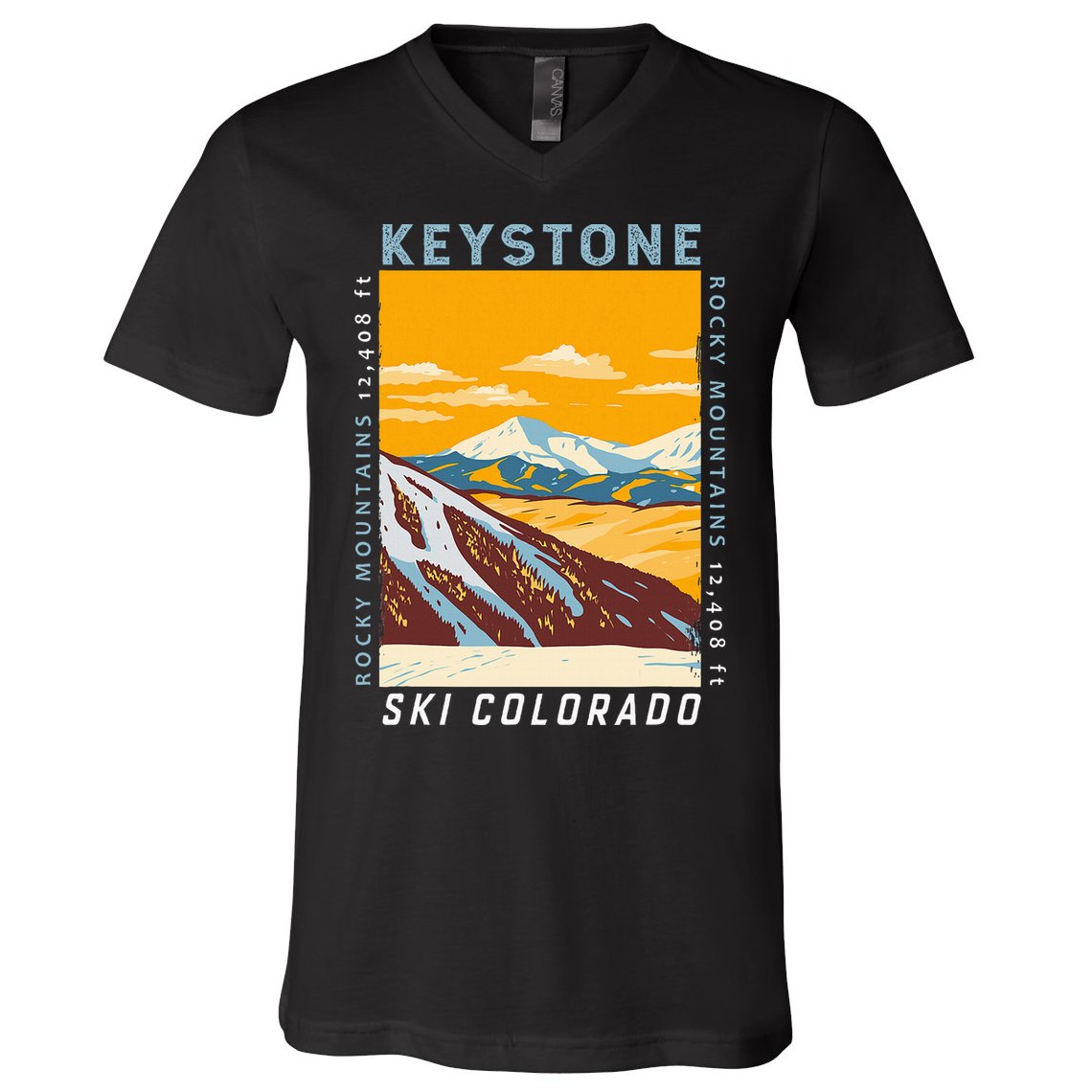 Keystone Ski Area Colorado Distressed Vintage V-Neck T-Shirt