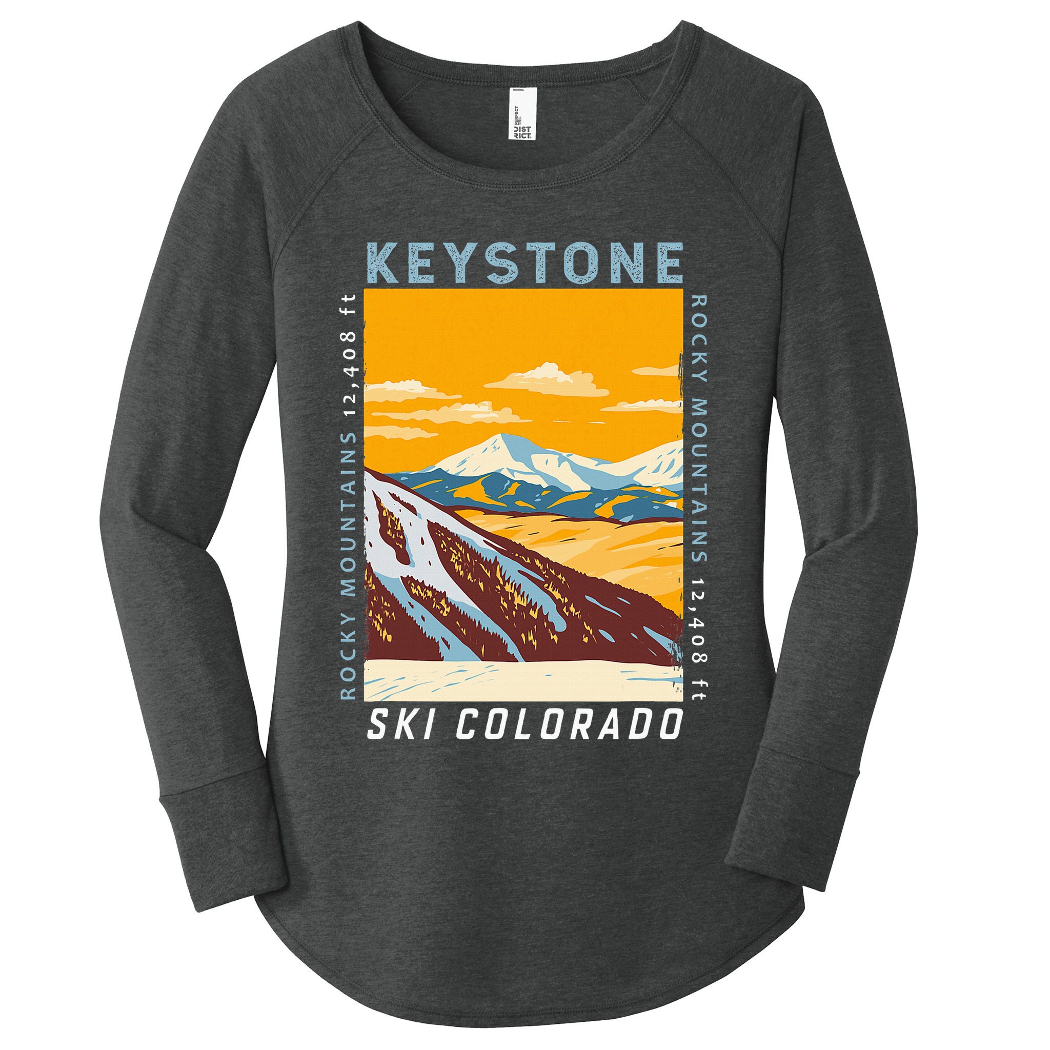 Keystone Ski Area Colorado Distressed Vintage Women's Perfect Tri Tunic Long Sleeve Shirt