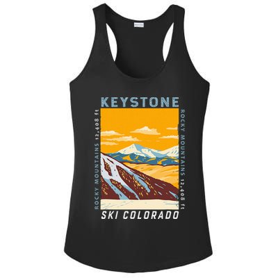 Keystone Ski Area Colorado Distressed Vintage Ladies PosiCharge Competitor Racerback Tank