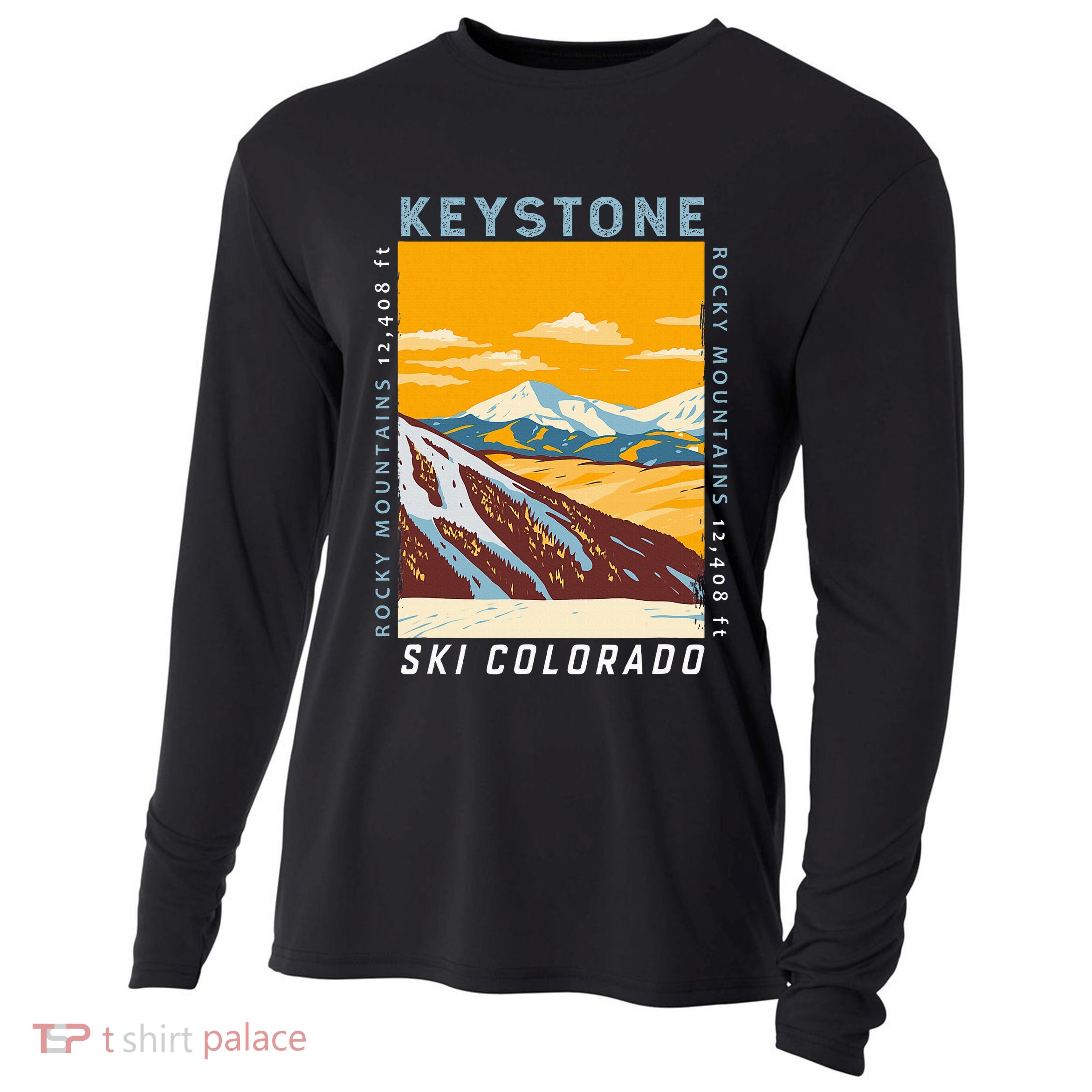 Keystone Ski Area Colorado Distressed Vintage Cooling Performance Long Sleeve Crew