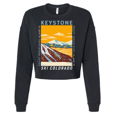Keystone Ski Area Colorado Distressed Vintage Cropped Pullover Crew