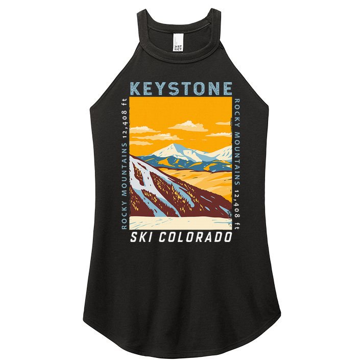 Keystone Ski Area Colorado Distressed Vintage Women's Perfect Tri Rocker Tank