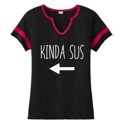 Kinda Sus Arrow Gaming Meme Matching Halloween Costume Funny Ladies Halftime Notch Neck Tee