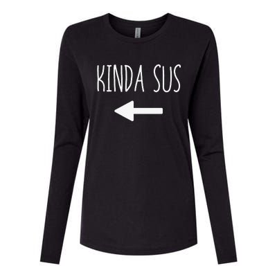 Kinda Sus Arrow Gaming Meme Matching Halloween Costume Funny Womens Cotton Relaxed Long Sleeve T-Shirt