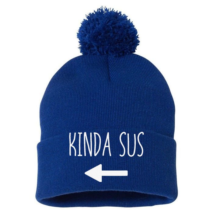 Kinda Sus Arrow Gaming Meme Matching Halloween Costume Funny Pom Pom 12in Knit Beanie