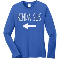 Kinda Sus Arrow Gaming Meme Matching Halloween Costume Funny Ladies Long Sleeve Shirt