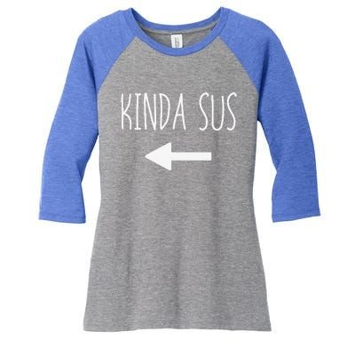 Kinda Sus Arrow Gaming Meme Matching Halloween Costume Funny Women's Tri-Blend 3/4-Sleeve Raglan Shirt