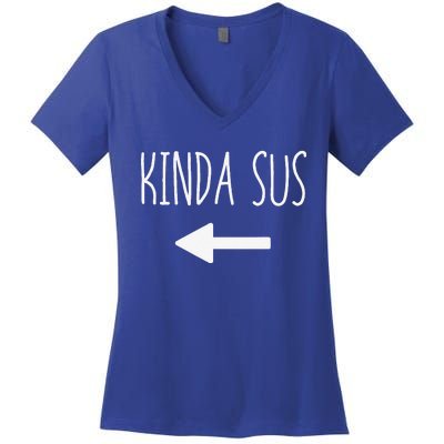 Kinda Sus Arrow Gaming Meme Matching Halloween Costume Funny Women's V-Neck T-Shirt