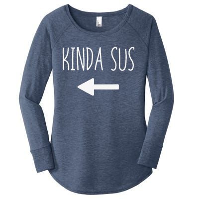 Kinda Sus Arrow Gaming Meme Matching Halloween Costume Funny Women's Perfect Tri Tunic Long Sleeve Shirt