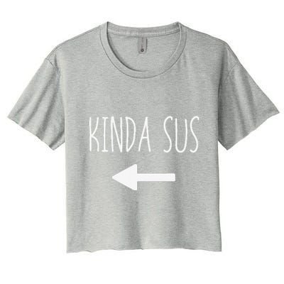 Kinda Sus Arrow Gaming Meme Matching Halloween Costume Funny Women's Crop Top Tee