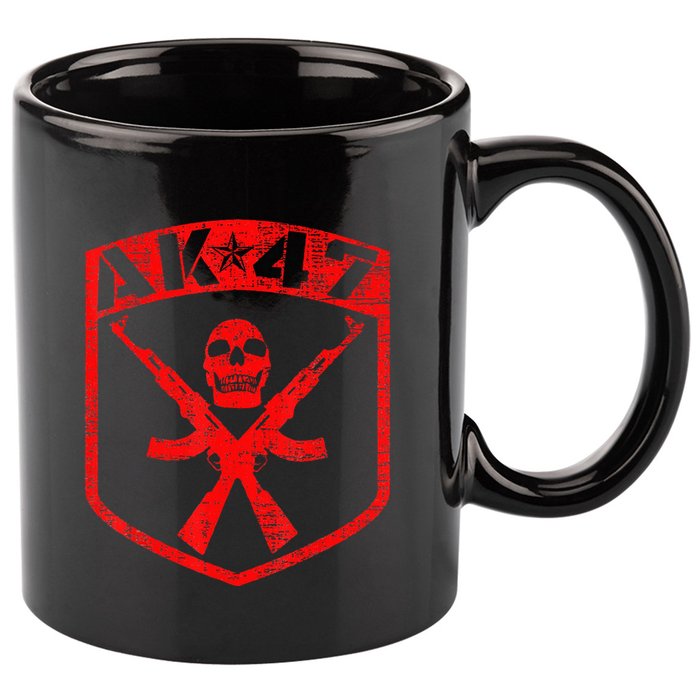Kalashnikov Skull Ak47 Assault Rifle Gun 11oz C Handle Ceramic Mug