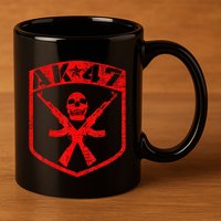 Kalashnikov Skull Ak47 Assault Rifle Gun 11oz C Handle Ceramic Mug