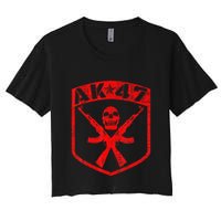 Kalashnikov Skull Ak47 Assault Rifle Gun Women's Crop Top Tee