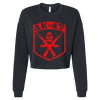 Kalashnikov Skull Ak47 Assault Rifle Gun Cropped Pullover Crew