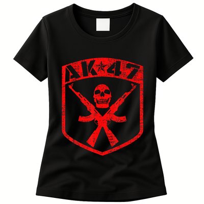 Kalashnikov Skull Ak47 Assault Rifle Gun Womens T-Shirt