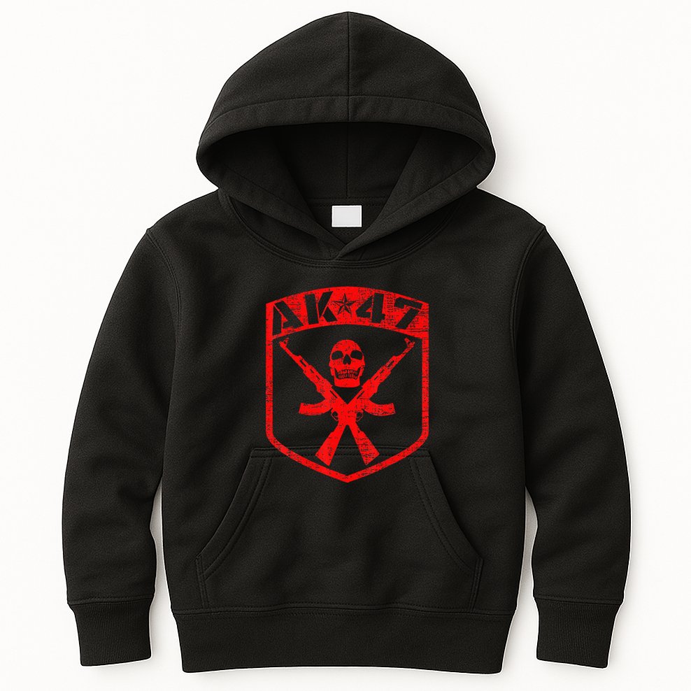 Kalashnikov Skull Ak47 Assault Rifle Gun Kids Hoodie