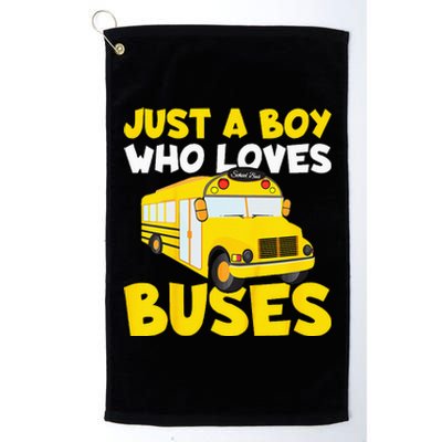 Kids School Bus Costume Just A Boy Who Loves Buses Platinum Collection Golf Towel