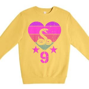 Kids Snake Birthday 9 Year Old Boy Girl Snake 9th Birthday Premium Crewneck Sweatshirt