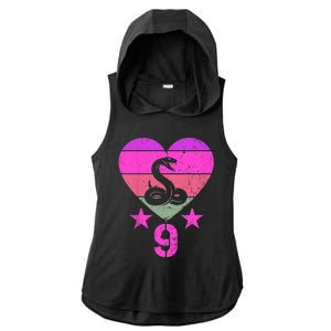 Kids Snake Birthday 9 Year Old Boy Girl Snake 9th Birthday Ladies PosiCharge Tri-Blend Wicking Draft Hoodie Tank