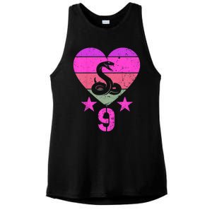 Kids Snake Birthday 9 Year Old Boy Girl Snake 9th Birthday Ladies PosiCharge Tri-Blend Wicking Tank