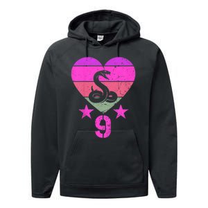 Kids Snake Birthday 9 Year Old Boy Girl Snake 9th Birthday Performance Fleece Hoodie