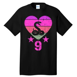 Kids Snake Birthday 9 Year Old Boy Girl Snake 9th Birthday Tall T-Shirt