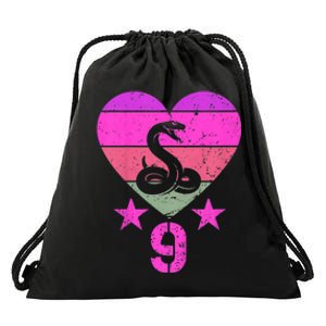 Kids Snake Birthday 9 Year Old Boy Girl Snake 9th Birthday Drawstring Bag