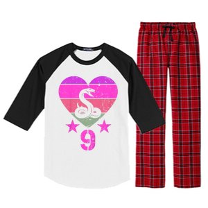 Kids Snake Birthday 9 Year Old Boy Girl Snake 9th Birthday Raglan Sleeve Pajama Set