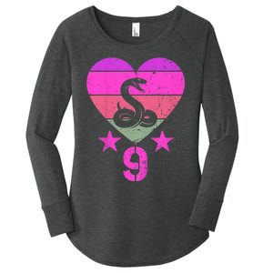 Kids Snake Birthday 9 Year Old Boy Girl Snake 9th Birthday Women's Perfect Tri Tunic Long Sleeve Shirt