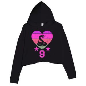 Kids Snake Birthday 9 Year Old Boy Girl Snake 9th Birthday Crop Fleece Hoodie