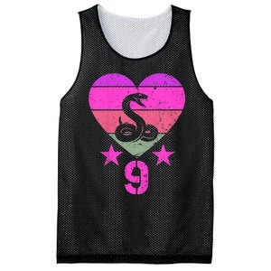 Kids Snake Birthday 9 Year Old Boy Girl Snake 9th Birthday Mesh Reversible Basketball Jersey Tank